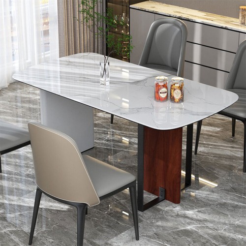 Rectangular Marble Dining Table Luxury Family Dinner Tables Kitchen Living Room - Picture 6 of 16