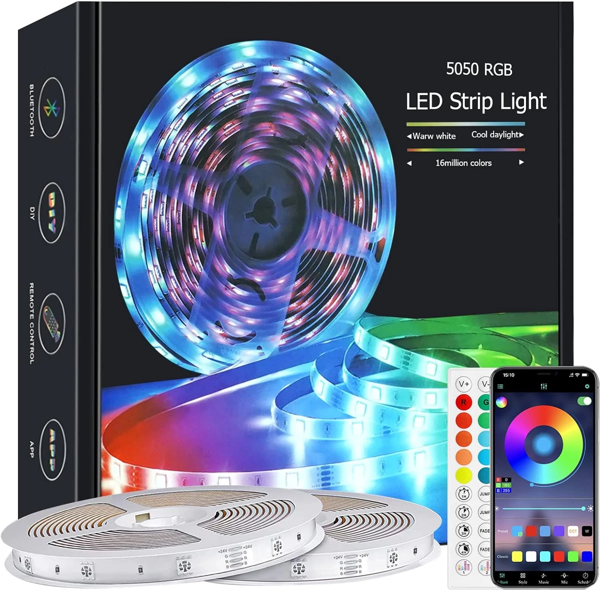 Govee LED Strip Lights Bluetooth App Control and Remote 32.8 ft.