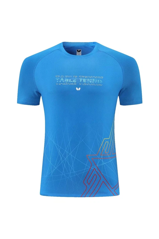 Roupas de tênis de manga curta esportivas borboleta infantil adulto roupa de badminton T - Imagem 3 de 4