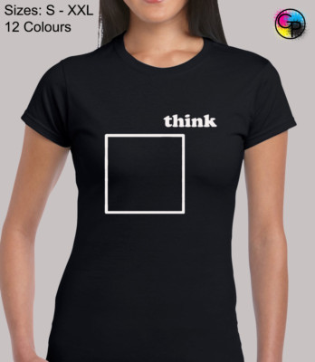 Think Outside The Box Cool Funny Joke Novelty Fitted T-Shirt Top for Women