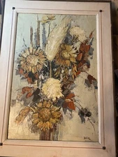 Huge Aquilar "Still Life With Flowers" Impasto Oil Painting - Signed And Framed