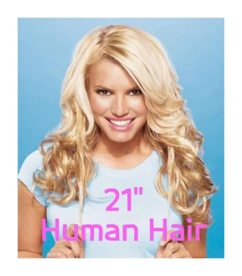 HAIR U WEAR Jessica Simpson 21" HUMAN HAIR Hair Clip-in Extensions | Select Your Color!