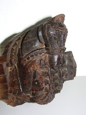 Antica Scultura Legno Testata Da Cavallo