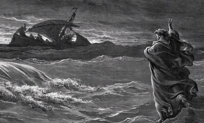 GUSTAVE DORE SIGNED 1800s Religious Woodcut 