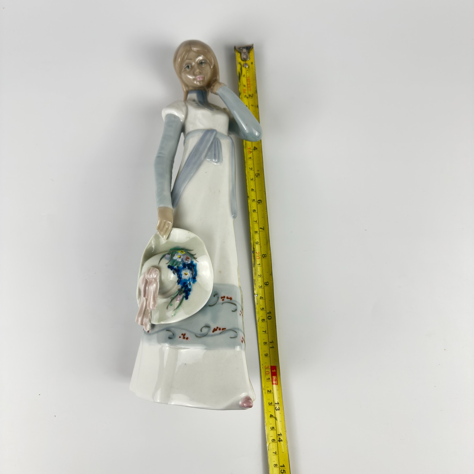 Casades - Porcelain Figurine Lady With Floral Hat - 12.5” Tall - Made In Spain image 6