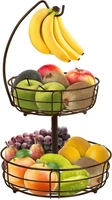 2 Etagen Obstkorb Mit Bananenhalte - Abnehmbare Obstschale Aus Metall