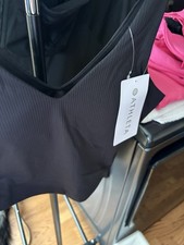 Athleta Transcend v neck crop bra- small AC- black- nwt-