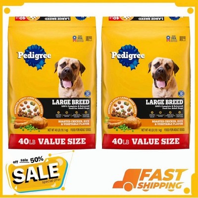 2P Pedigree Large Breed Dry Dog Food, Roasted Chicken, Vegetable Flavor, 40lb