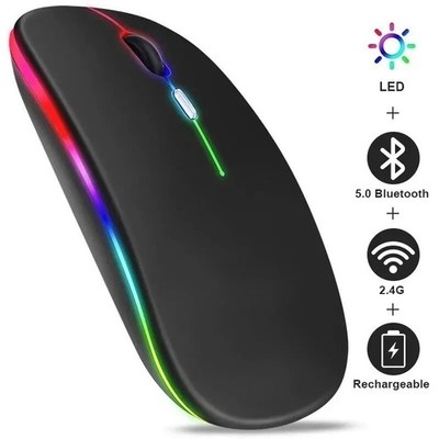 2.4GHz Wireless Optical Mouse USB Rechargeable RGB Cordless Mice For PC Laptop