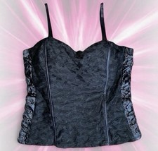 Corsé Top Bustier Y2K Body Central Negro con Cordones | L | Goth Punk Emo