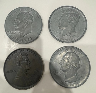 #ad #ad Giant Jumbo Novelty Set US Quarter 1972 Penny Etc 3quot; Metal Collectible Coins $34.99