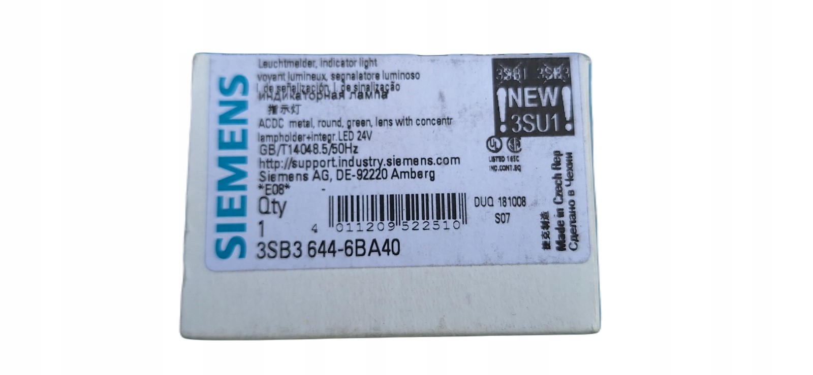 Siemens Signal Lamp 3SB3 644-6BA40 3SB3 644-6BA40 1 Piece