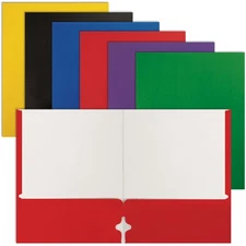 Better Office Products 100pk Letter Size 2-Pocket Paper Portfolios, Primary Colo