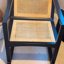 Dunelm Black Wood & Rattan Cane Rocking Chair With Arms 92x60x80cm