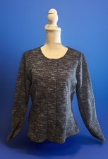 Women's Size Medium Halogen Tweed Peplum Jacket Snap Closure Blazer Soft Fabric