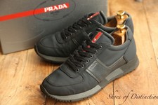 Prada Navy Blue Canvas Leather Shoes Trainers Sneakers Men's UK 9 US 10 EU 43