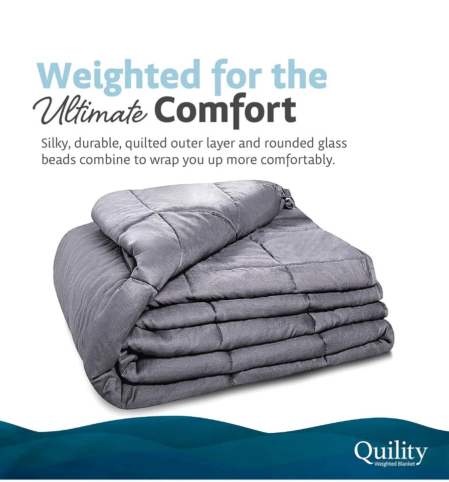 Quility Weighted Blanket for Adults (20 LB 60 x 80, Full Size) Gray - Image 2 of 4