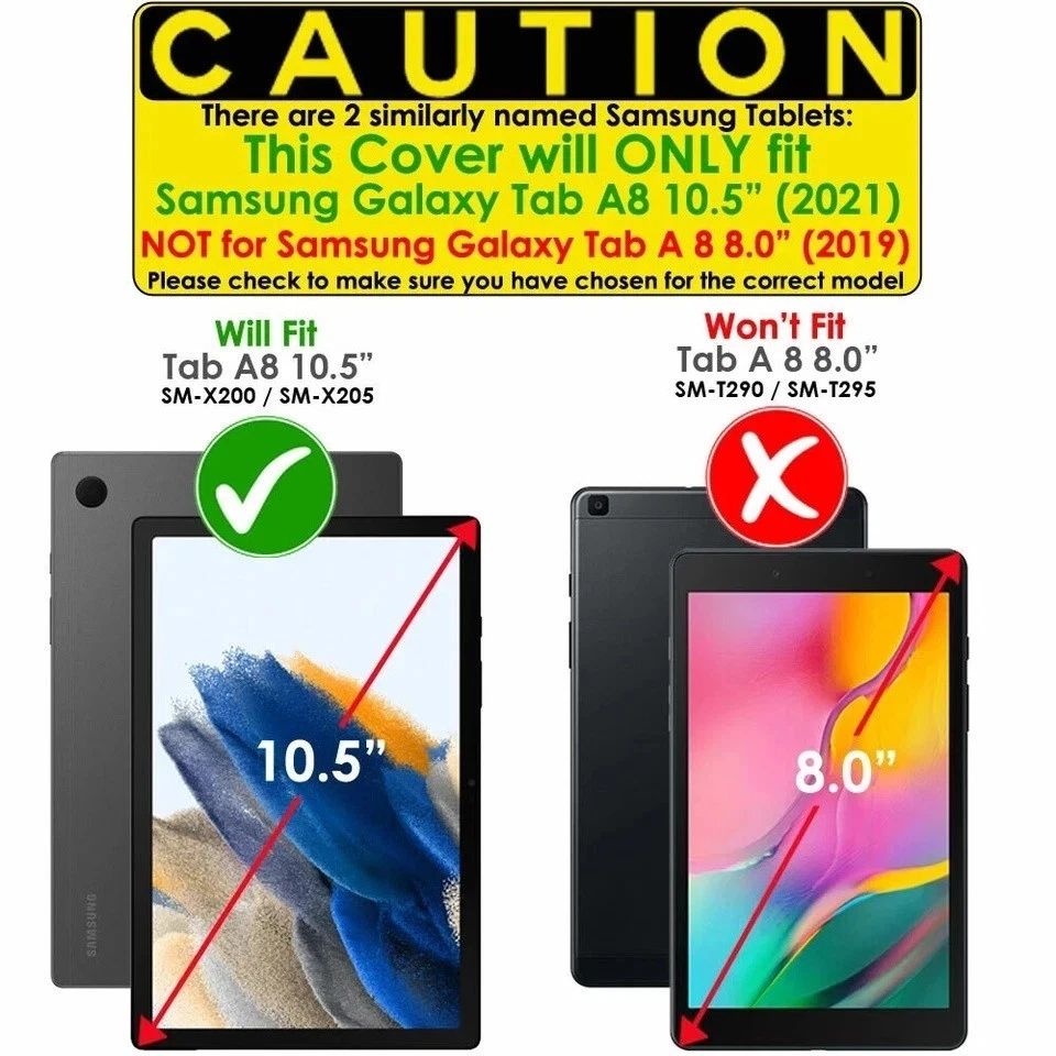 Case for Galaxy Tab A8 10.5" Case (SM-X200/X205/X207) Leather 360 Rotating Cover - Image 2 of 2