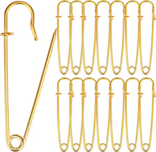 15 PCS 4 Inch Extra-Large Safety Pins - Heavy Duty Steel Pins for Blankets and C