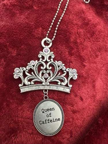 Ganz Queen Of Caffeine crystal TIARA PRINCESS Car Mirror Charm ORNAMENT keychain