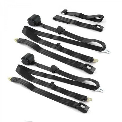 Chevy Nova 1975 - 1979 Standard 3pt BK Retractable Bench Seat Belt Kit - 3 Belts