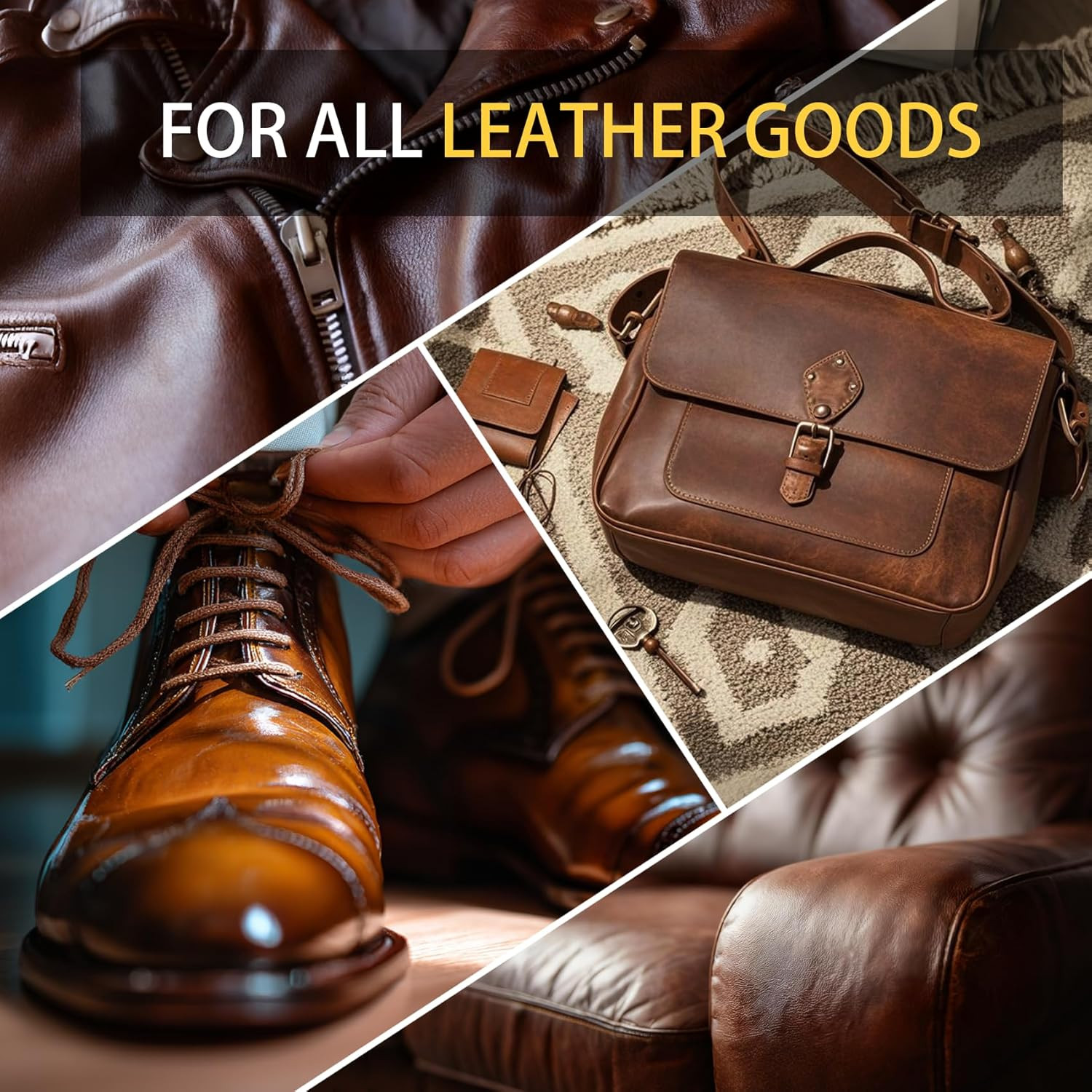 Saddle Soap 4PC Leather Care Kit – All-Natural 3.52Oz Leather Cleaner & Conditio