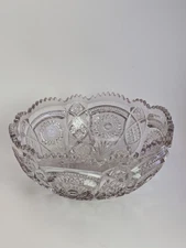Antique Large EAPG Early American Pressed Glass Fruit Punch Bowl Manganese UV 