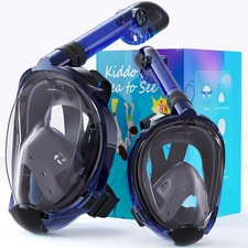 Greatever G2 Adults Kids Full Face Snorkel Mask 2 XL/L XS, Black Blue