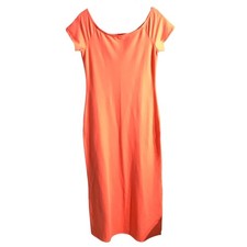 Boston Proper Orange Off Shoulder Maxi Dress Women M — Stretch, Casual, Summer