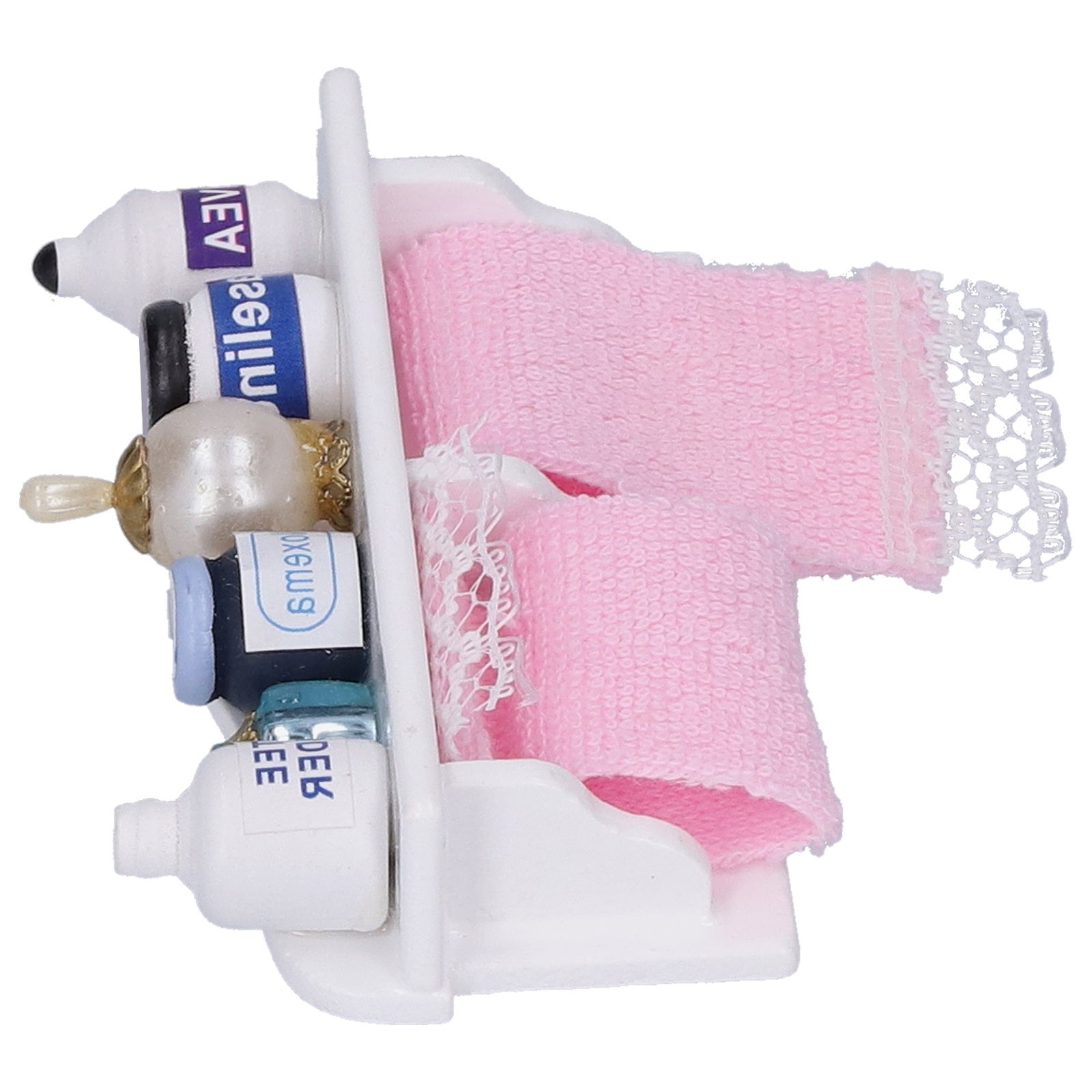 Miniature Dollhouse Towel Rack White Wooden Accessories For Bathroom Premium
