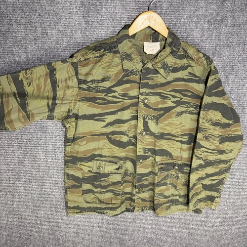 Vintage Robett Mfg Co Mens Tiger Stripe Camo Utility Shirt Jacket Med Cotton image 3