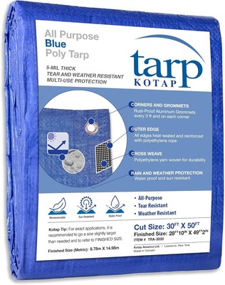 Kotap 30 x 50 Ft. All-Purpose Multi-Use Protection/Coverage 30 x 50 Ft., Blue