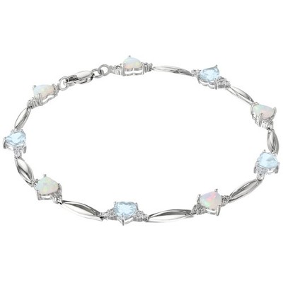 Armband 1,00 ct Herz 5 mm kreiert Opal und Diamant Sterlingsilber