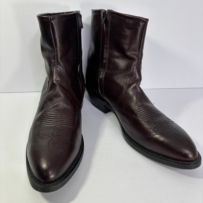 Tony Lama Men's Size 13 Oxblood Red Western Boot Zipper Closure Ankle Length