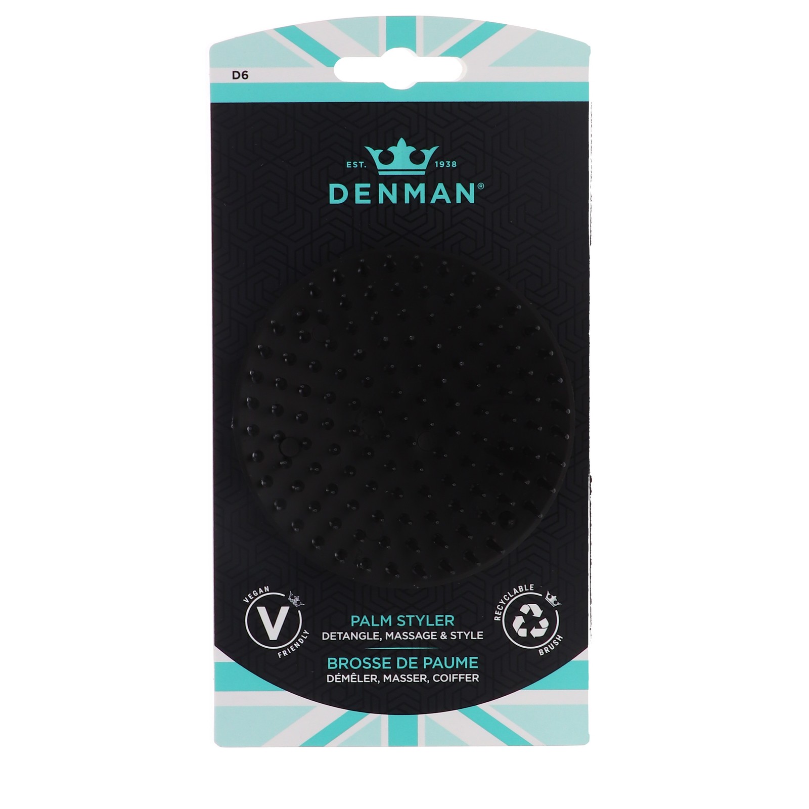 Щетка для массажа кожи головы и душа Denman Brush D6 Original Be Bop Черная