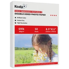Koala Thick Grid Embossed Textured Double-sided Photo Paper 8.5x11 Inches 69L...
