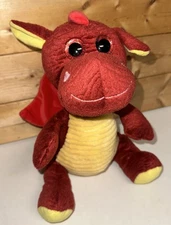 Hugfun plush red yellow dragon ribbed plastic sparkly eyes pink hearts 245027