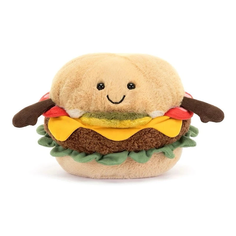 11CM Jellycat Amuseable Burger Plush Soft Toy Food - Burger Beanie Plush Toy