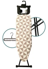 Ironing Board with Hanger, Adjustable Height & Safety Stand for Small Spaces