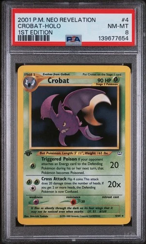 2001 POKEMON NEO REVELATION 1ST EDITION #4 CROBAT-HOLO PSA 8