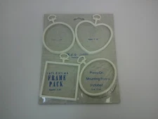 Lot of 4 Plastic Craft Decorative Frame Pack White Heart Oval Circle 2-3"