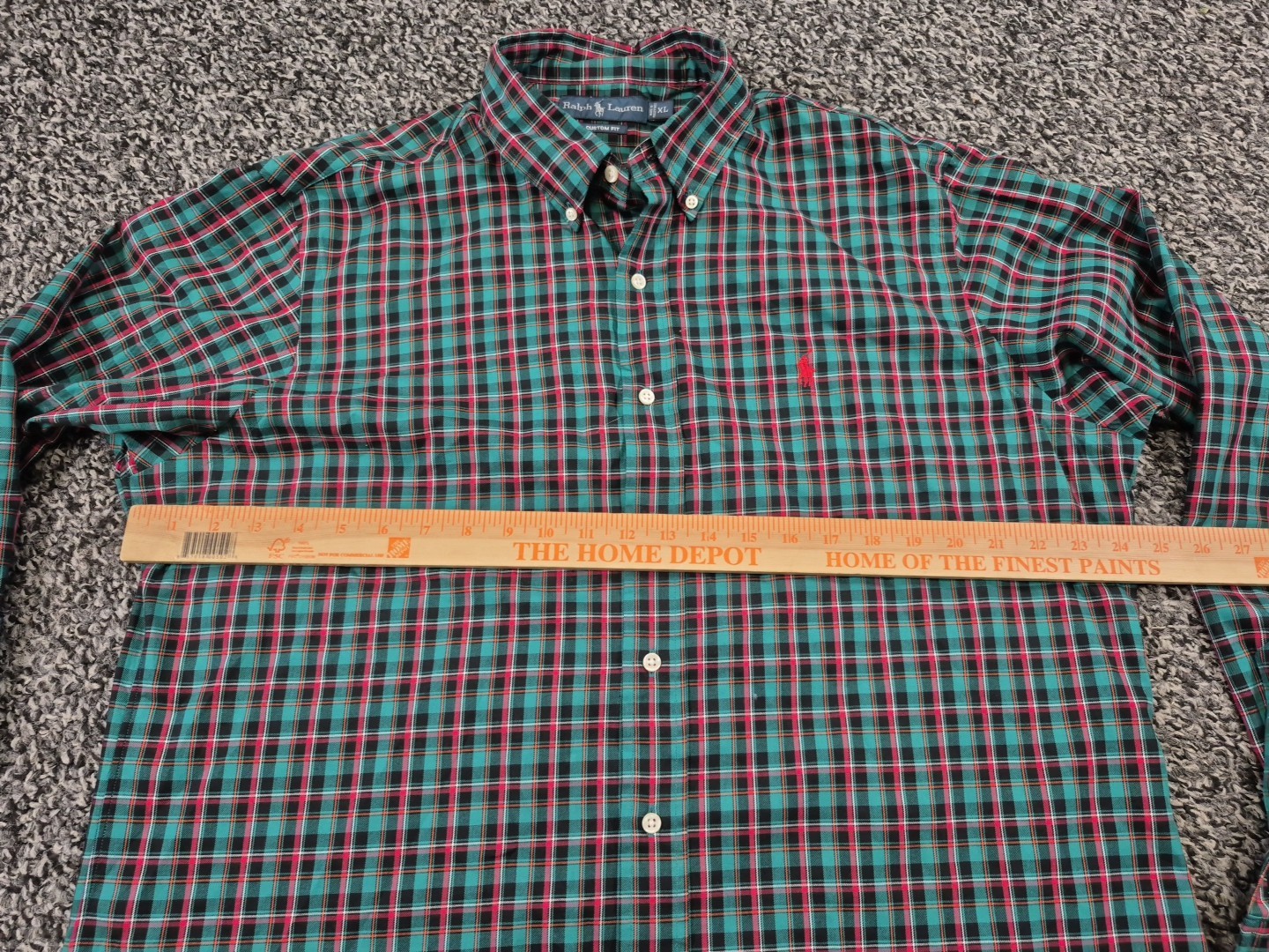 Ralph Lauren Custom Fit Button Down Shirt Mens XL Green Plaid Long Sleeve thumbnail 5