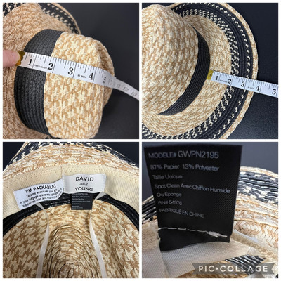 David & Young Convertible Straw Hat with Crystal Band Adjustable Summer Style David & Young Women main image 2