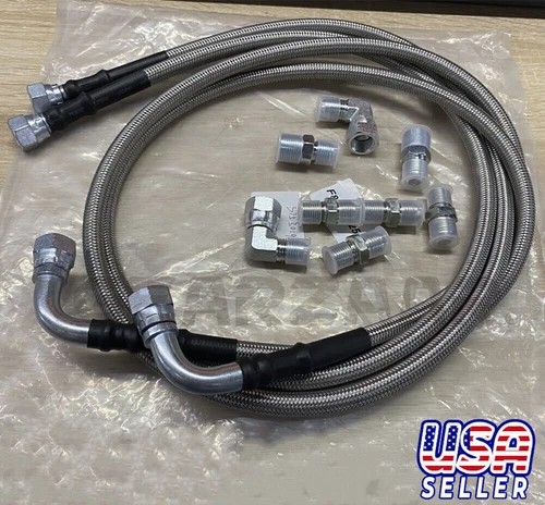 SS Braided Transmission Cooler Hose Lines Fittings Fit for TH350/700R4 TH400 52"
