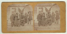 stereo photo 1870 curious military bestiary Zouave stuffed owls