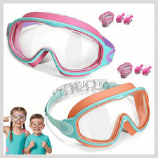 2 Pack Kids Swim Goggles Wide View Anti-Fog UV Protection Adjustable Strap