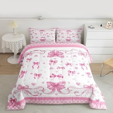 Pink Bowknot Kids Comforter Set Size Dreamy Princess Bedding Twin Multi P15
