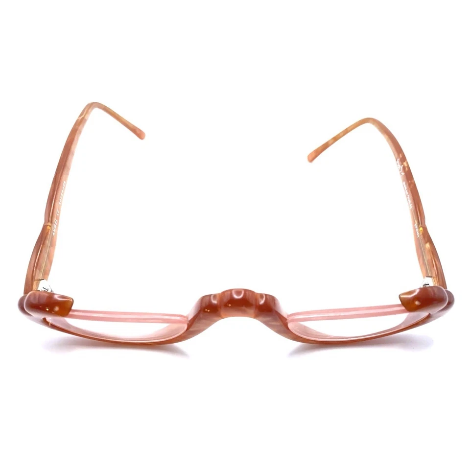 Monturas de gafas delgadas ovaladas naranja tortuga Frost Angel Italia diseñador mujeres Foto 3 de 4