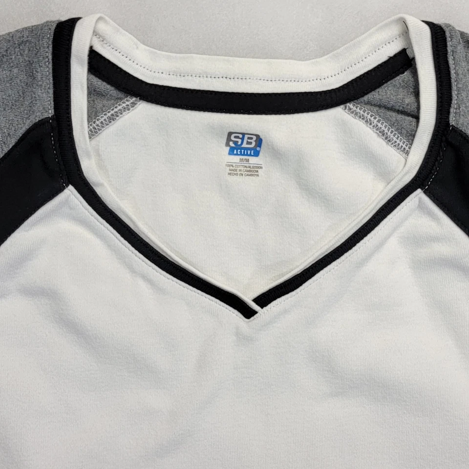 St. Johns Bay SJB активный женщин реглан рукав футболка размер M белый серый черный - Изображение 4 из 4