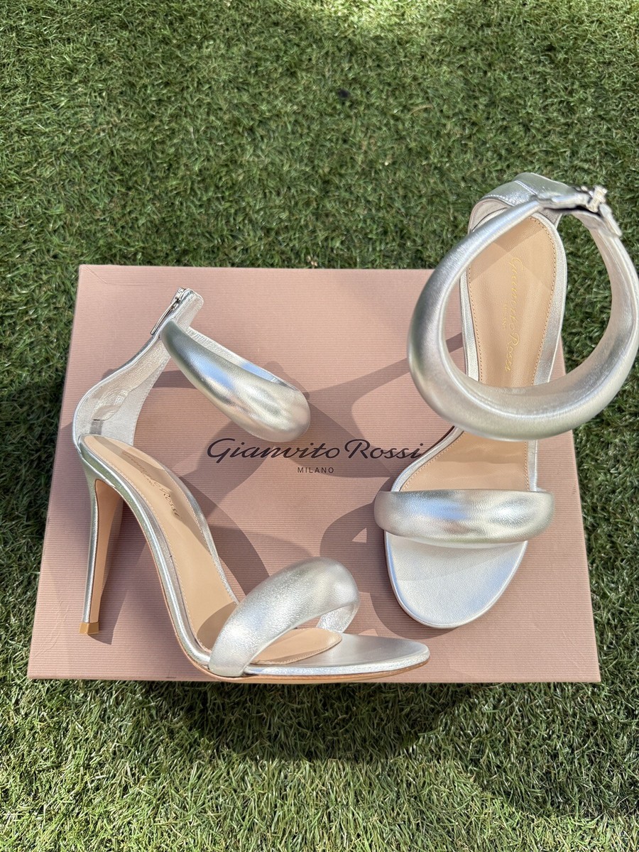 【関税込み】Gianvito Rossi シルバー Bijoux 55 ミュール Gianvito Rossi Bijoux Silver Metallic Napa Leather Ankle